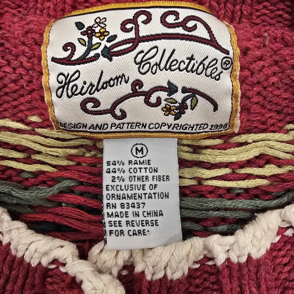 Vtg Heirloom Collectibles Christmas Chunky Cardigan Sweater Size M - Picture 3 of 11